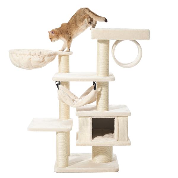 Katzen-Kratzbaum Elin [129 cm] von Nobby, cream - auch für große und schwere Katzen geeignet.